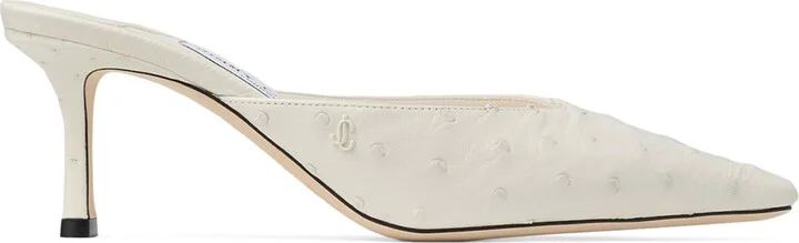 Jimmy Choo Ostrich Leather Vivi 65 Mules