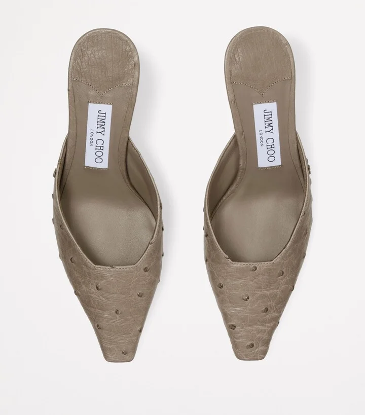 Jimmy Choo Ostrich Leather Vivi Mules 65 - Image 2