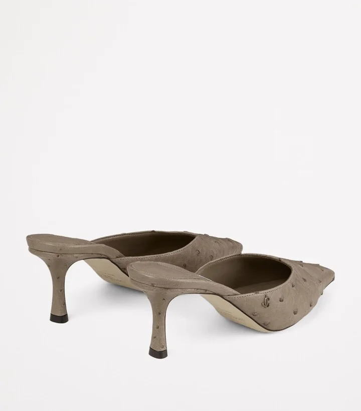 Jimmy Choo Ostrich Leather Vivi Mules 65 - Image 4