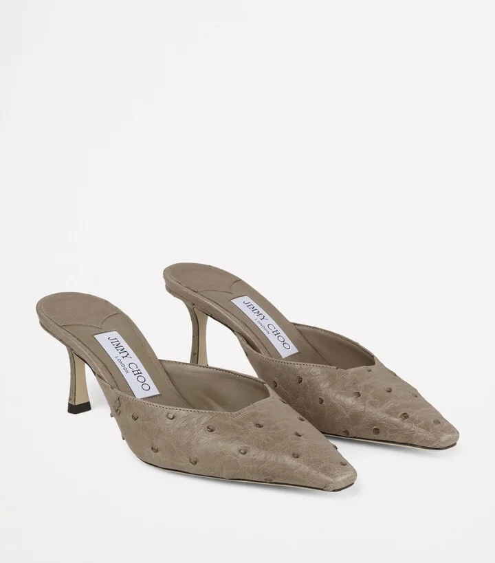 Jimmy Choo Ostrich Leather Vivi Mules 65 - Image 5
