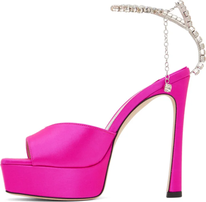 Jimmy Choo Pink Saeda 125 Heeled Sandals - Image 3