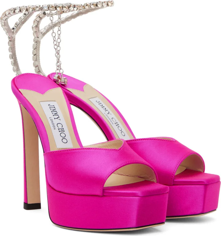 Jimmy Choo Pink Saeda 125 Heeled Sandals - Image 4
