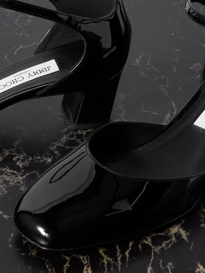 Jimmy Choo - Pixie 45 Patent-leather Mary Jane Pumps - Black - Image 4