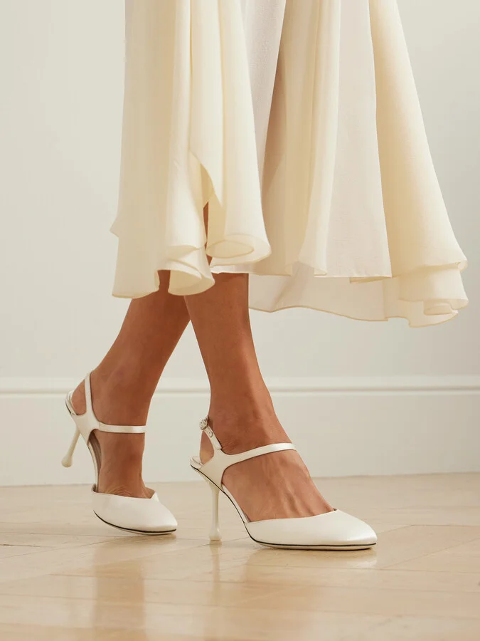 Jimmy Choo - Pixie 80 Satin Mary Jane Pumps - Ivory - Image 2