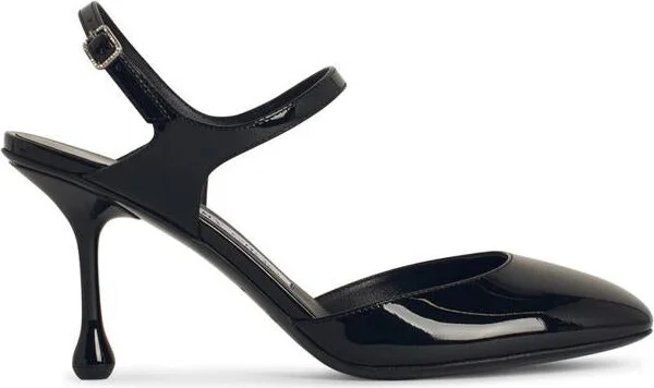 Jimmy Choo 'Pixie' Black Leather Slingbacks