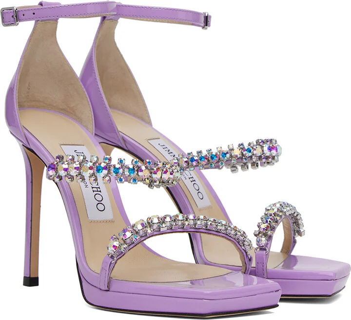 Jimmy Choo Purple Bing 100 Heeled Sandals - Image 4