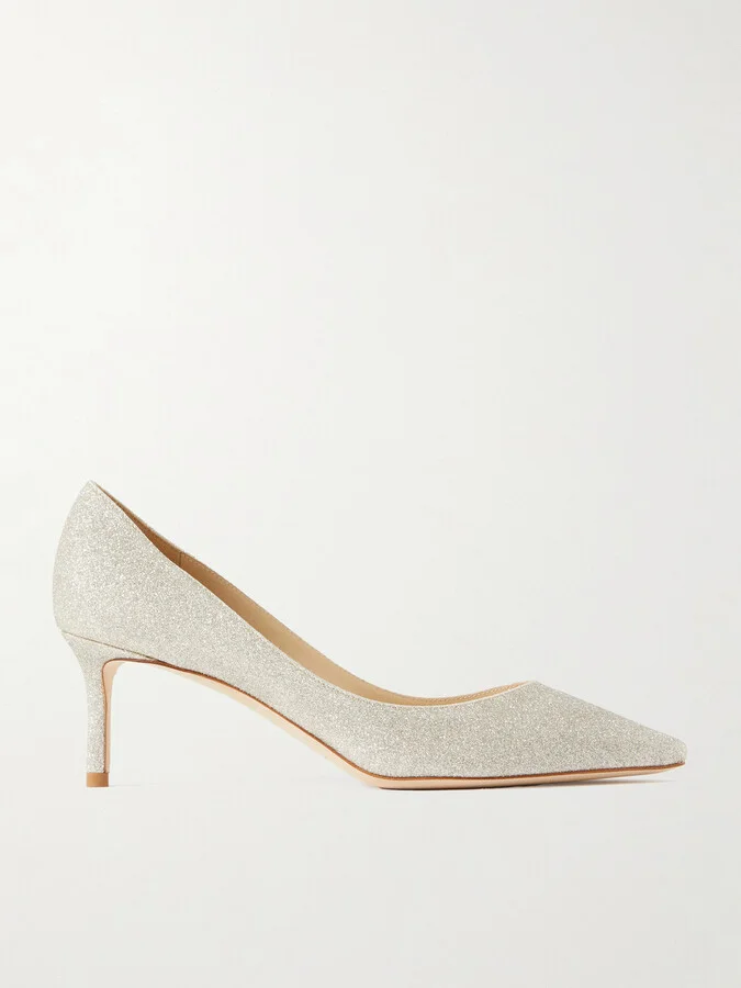 Jimmy Choo - Romy 60 Glittered Leather Pumps - Off-white