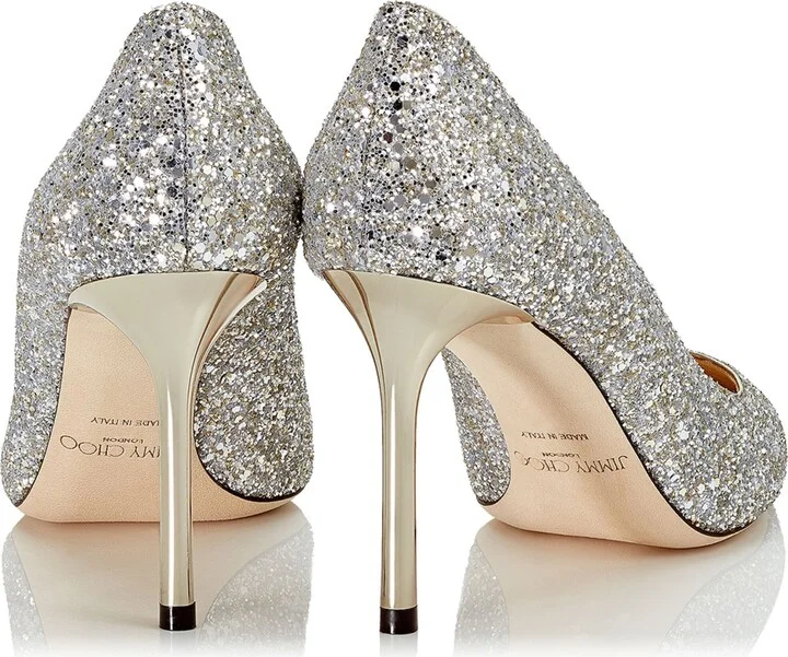 Jimmy Choo Romy 85 Glitter Pumps - Image 3