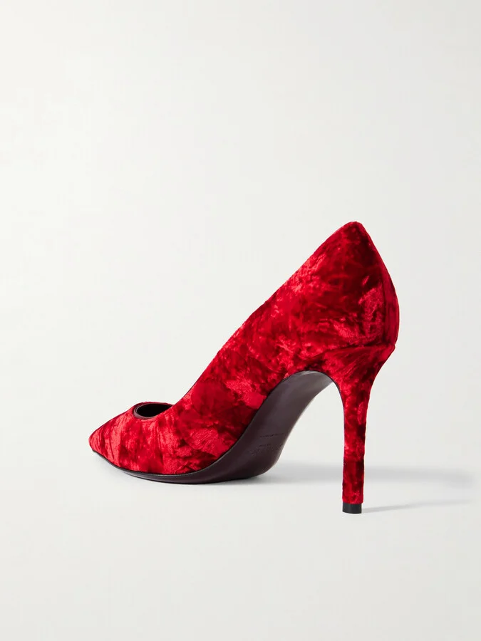 Jimmy Choo - Romy 85 Velvet Pumps - Red - Image 3