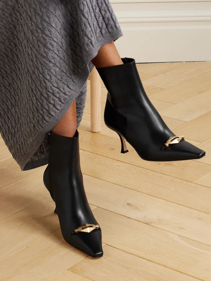 Jimmy Choo - Ryker 70 Embellished Leather Ankle Boots - Black - Image 2