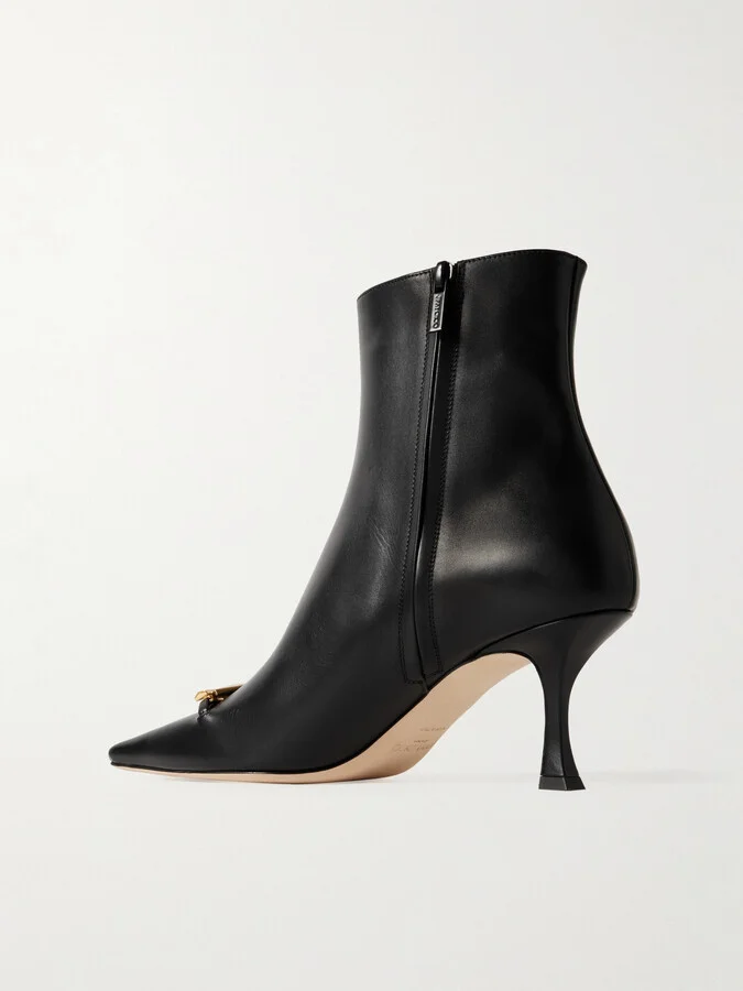 Jimmy Choo - Ryker 70 Embellished Leather Ankle Boots - Black - Image 3
