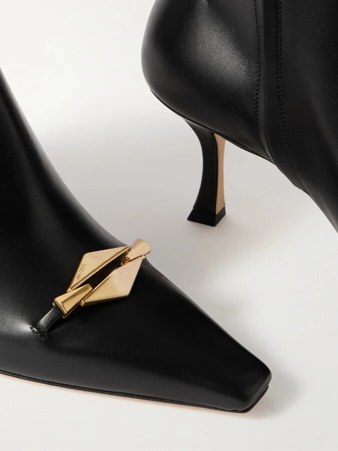 Jimmy Choo - Ryker 70 Embellished Leather Ankle Boots - Black - Image 4