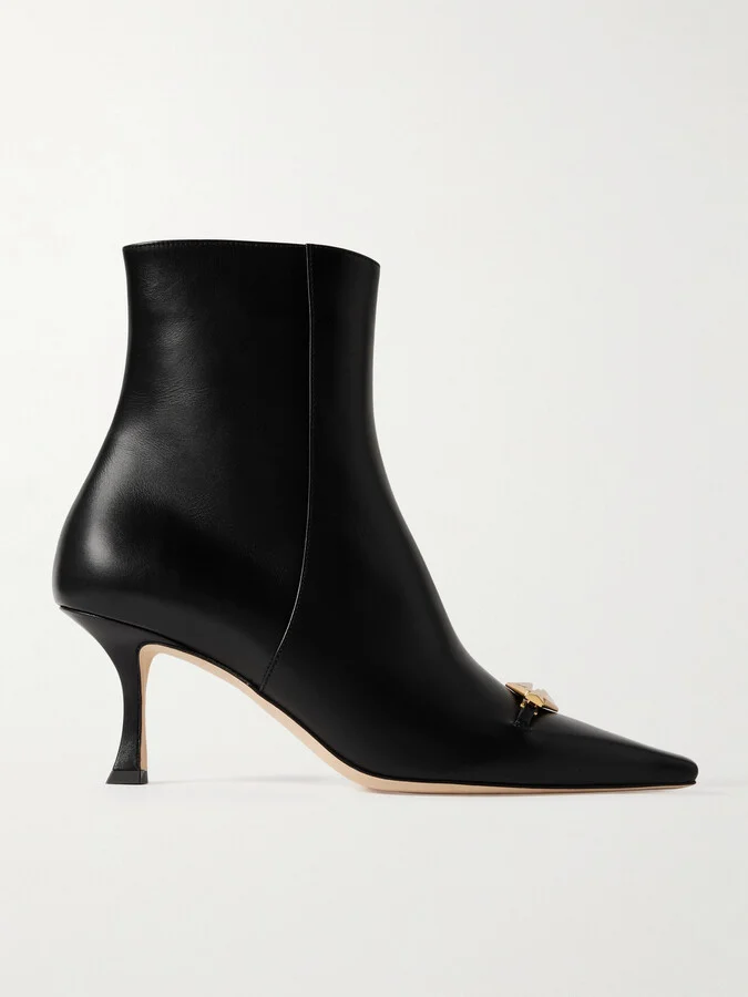 Jimmy Choo - Ryker 70 Embellished Leather Ankle Boots - Black