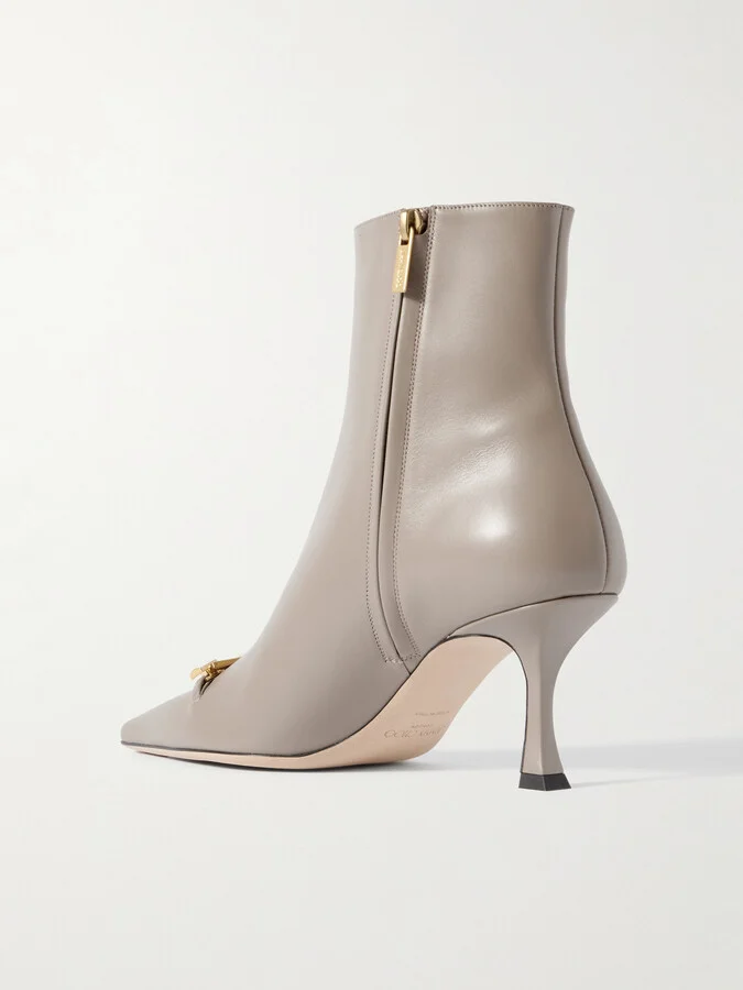 Jimmy Choo - Ryker 70 Embellished Leather Ankle Boots - Neutrals - Image 3