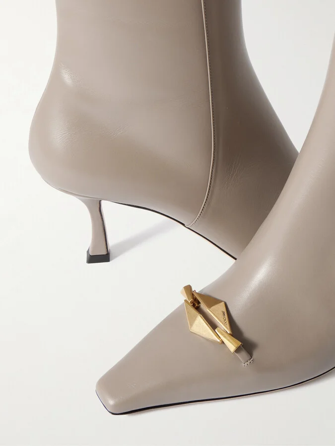 Jimmy Choo - Ryker 70 Embellished Leather Ankle Boots - Neutrals - Image 4