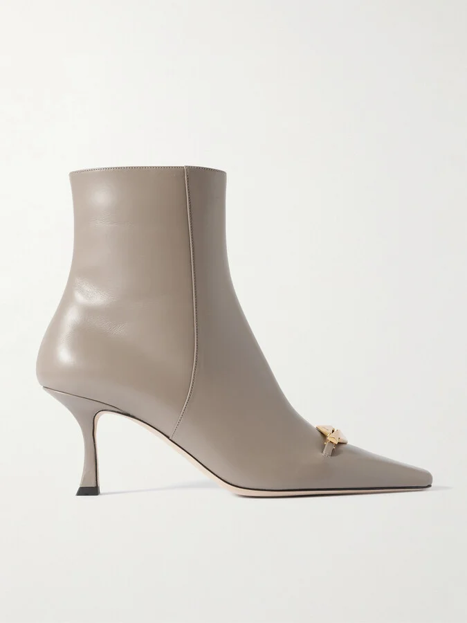 Jimmy Choo - Ryker 70 Embellished Leather Ankle Boots - Neutrals