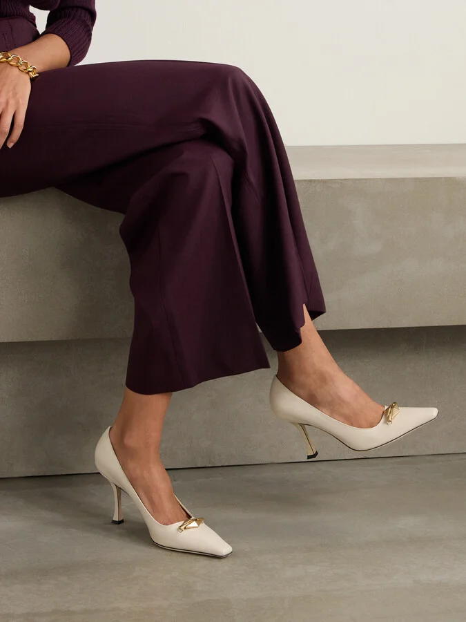 Jimmy Choo - Ryker 90 Embellished Leather Pumps - Cream - Image 2