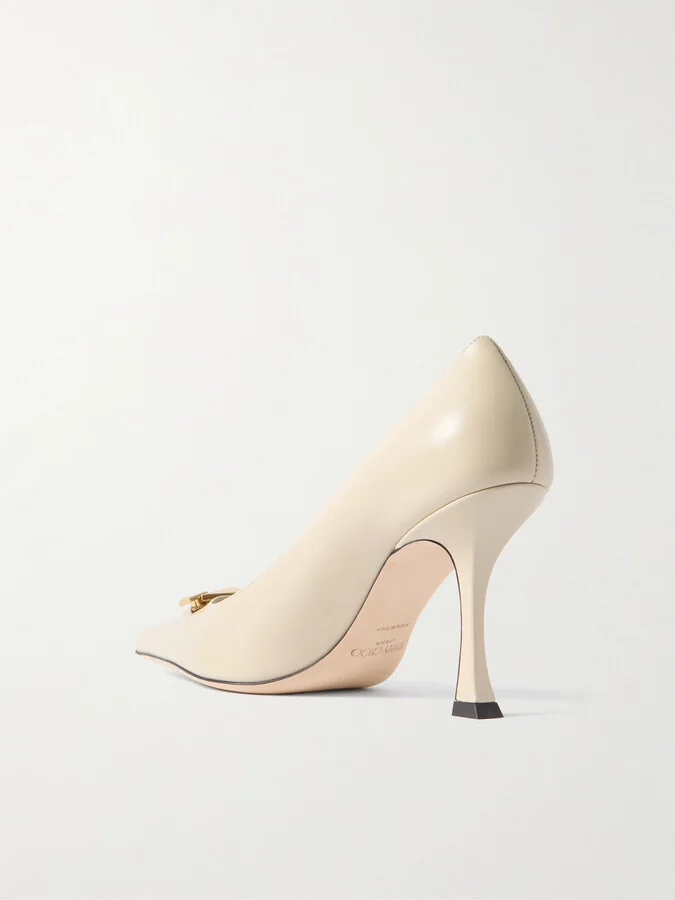 Jimmy Choo - Ryker 90 Embellished Leather Pumps - Cream - Image 3