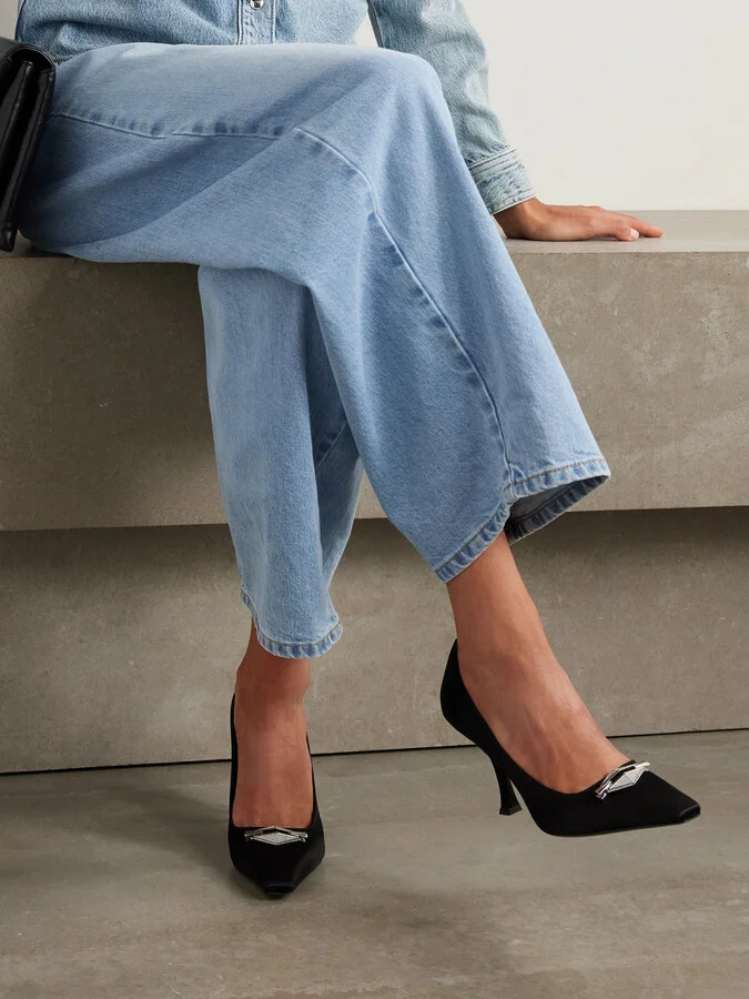 Jimmy Choo - Ryker 90 Embellished Satin Pumps - Black - Image 2