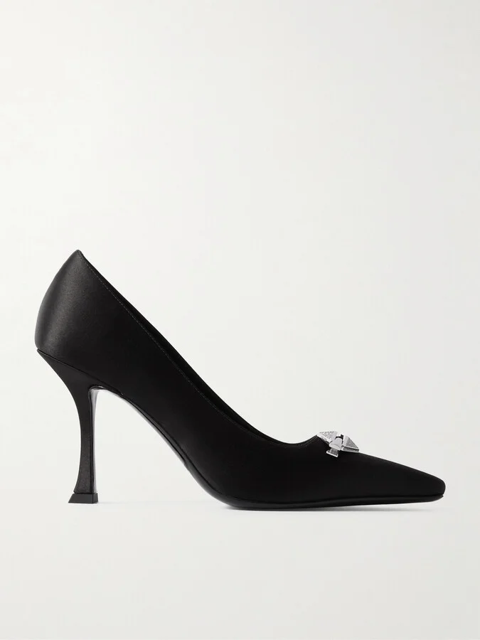 Jimmy Choo - Ryker 90 Embellished Satin Pumps - Black