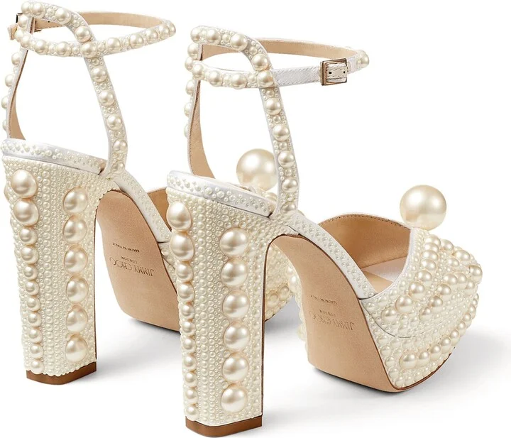 Jimmy Choo Sacaria 120 Pearl-Embellished Satin Platform Sandals - Image 4