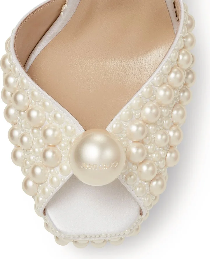 Jimmy Choo Sacaria 120 Pearl-Embellished Satin Platform Sandals - Image 6
