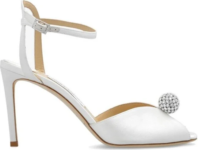 Jimmy Choo Sacora 85 Embellished Satin Sandals