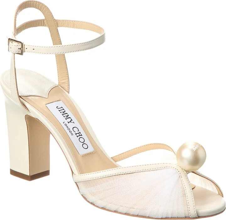 Jimmy Choo Sacora 85 Tulle & Leather Sandal