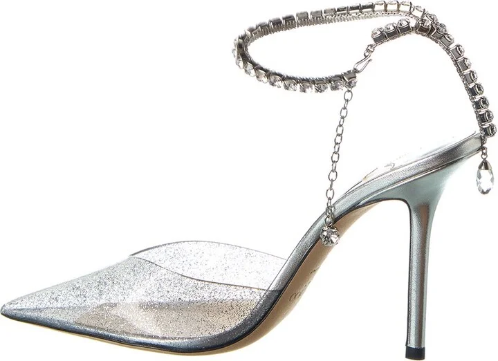 Jimmy Choo Saeda 100 Glitter Plexi & Leather Pump - Image 2