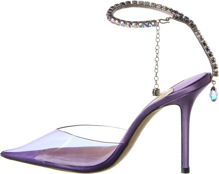 Jimmy Choo Saeda 100 Plexi & Leather Pump - Image 2