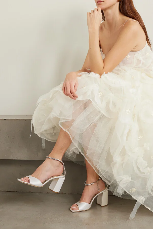 Jimmy Choo - Saeda 85 Crystal-embellished Satin Sandals - White - Image 2