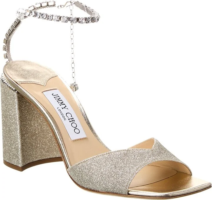 Jimmy Choo Saeda Block Heel 85 Glitter Sandal