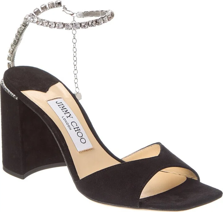 Jimmy Choo Saeda Block Heel 85 Suede Sandal