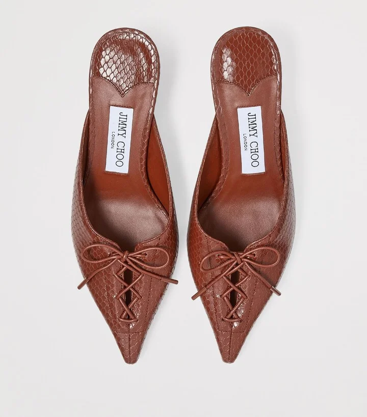 Jimmy Choo Scarlett 50 Leather Snake-Print Mules - Image 2
