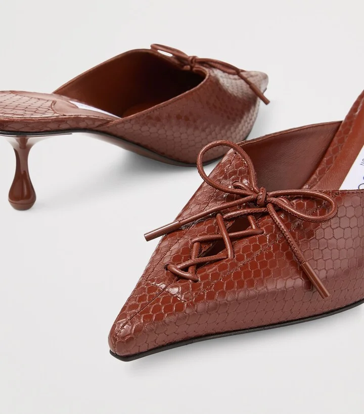 Jimmy Choo Scarlett 50 Leather Snake-Print Mules - Image 3