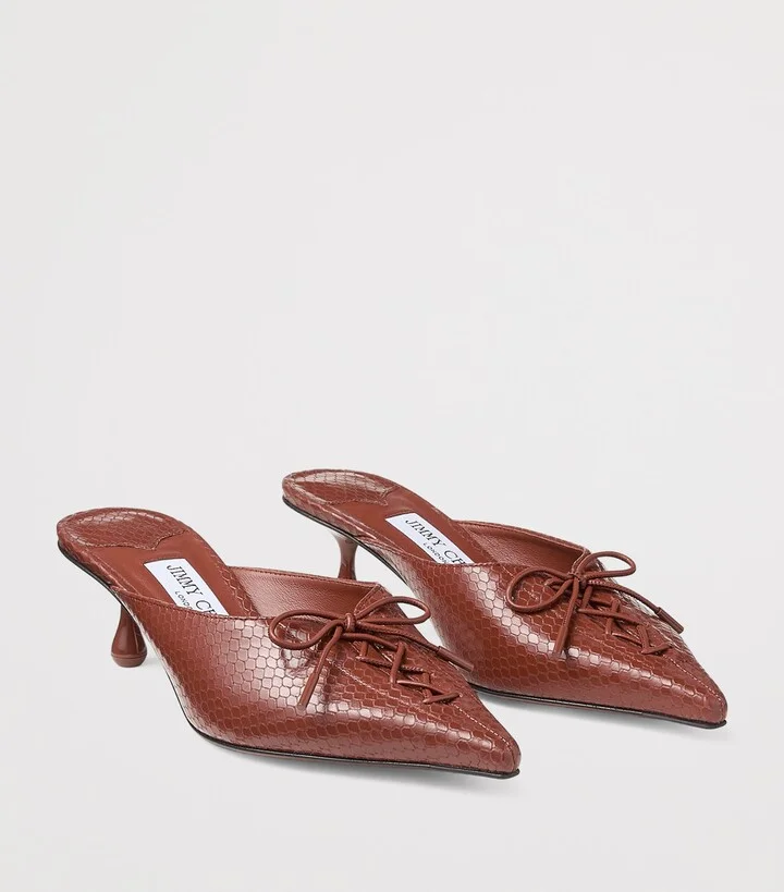 Jimmy Choo Scarlett 50 Leather Snake-Print Mules - Image 5
