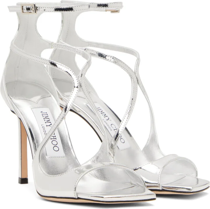 Jimmy Choo Silver Azia 95 Heeled Sandals - Image 4
