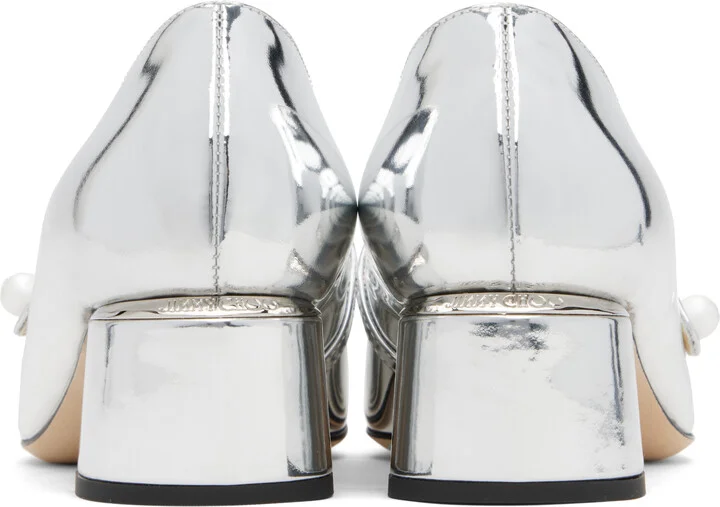 Jimmy Choo Silver Elisa 45 Heels - Image 2