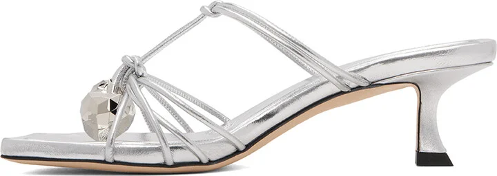 Jimmy Choo Silver Jemma 50 Mules - Image 3