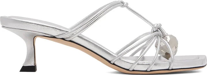 Jimmy Choo Silver Jemma 50 Mules
