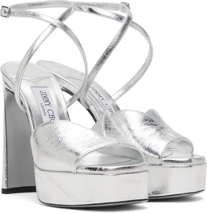 Jimmy Choo Silver Karli Platform 125 Heeled Sandals - Image 4