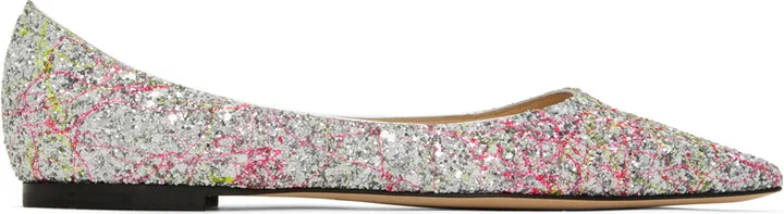 Jimmy Choo Silver Love Ballerina Flats
