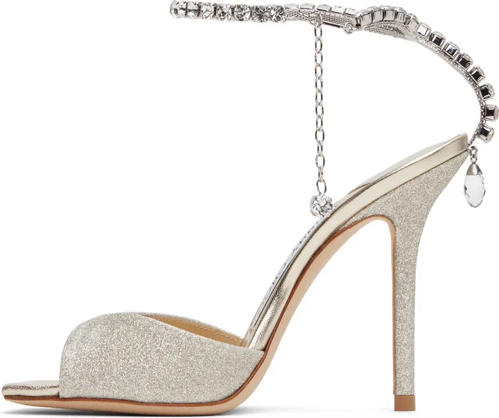 Jimmy Choo Silver Saeda 100 Heeled Sandals - Image 3