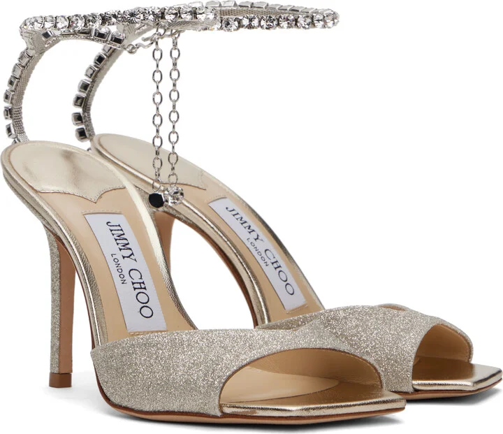 Jimmy Choo Silver Saeda 100 Heeled Sandals - Image 4