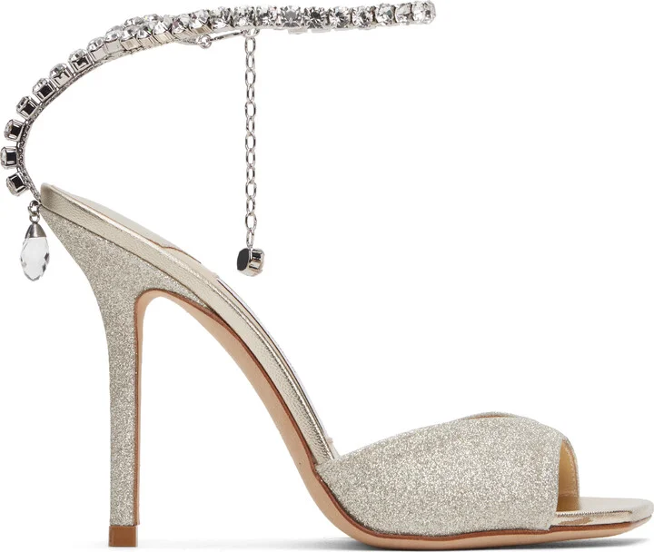 Jimmy Choo Silver Saeda 100 Heeled Sandals