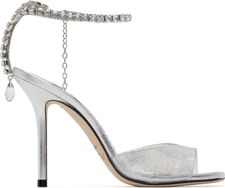 Jimmy Choo Silver Saeda 100 Heeled Sandals