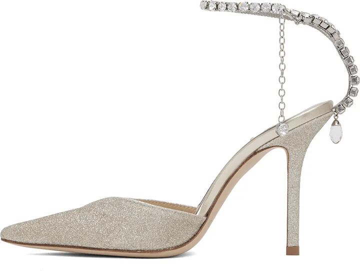 Jimmy Choo Silver Saeda 100 Heels - Image 3
