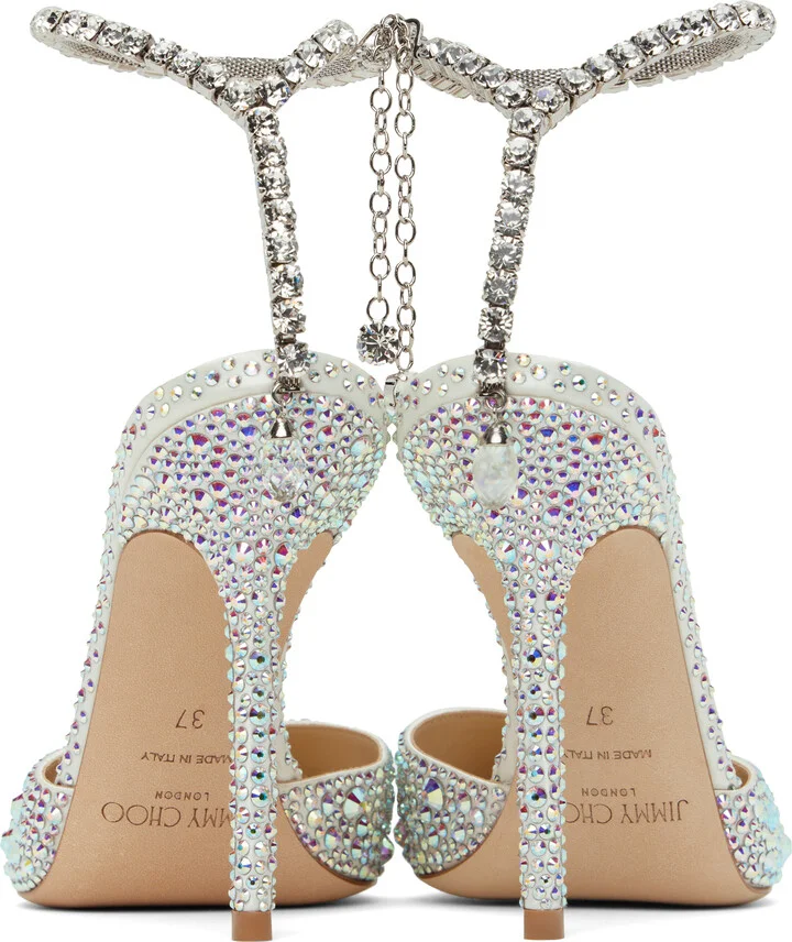Jimmy Choo Silver Saeda 100 Heels - Image 2