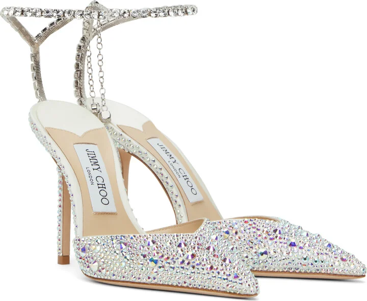 Jimmy Choo Silver Saeda 100 Heels - Image 4