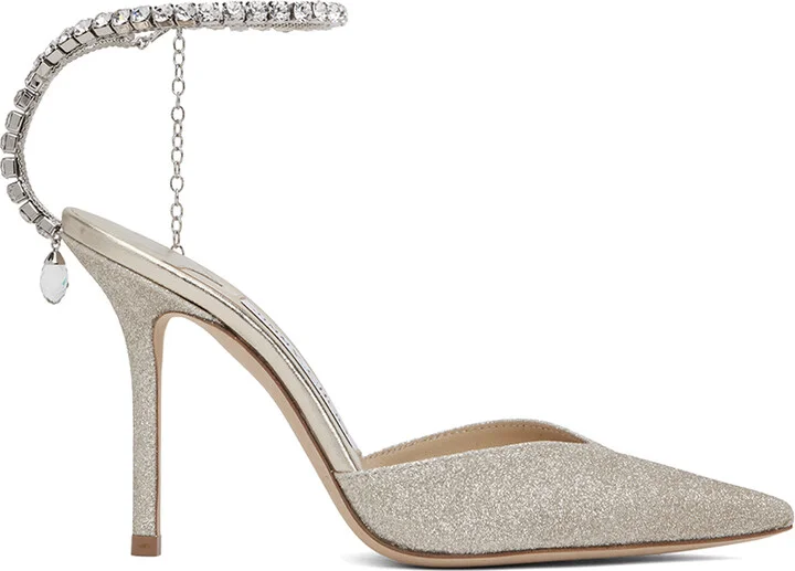 Jimmy Choo Silver Saeda 100 Heels